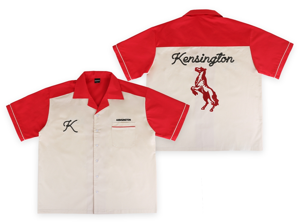 Retro Bowling Shirt Red/Beige