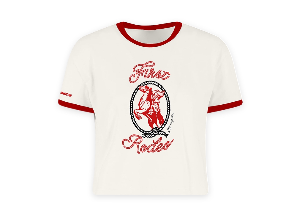 Women's Cropped Ringer T-Shirt White & Red